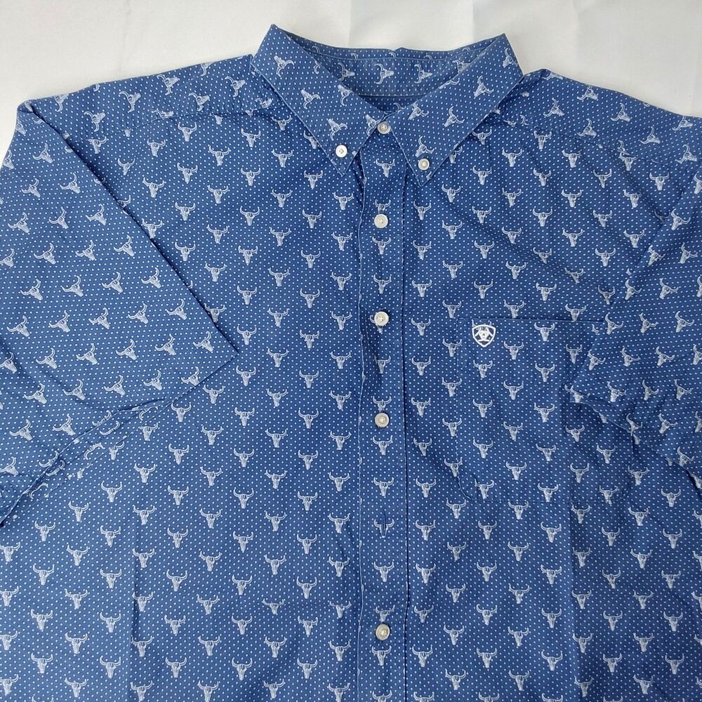 Ariat Button Down Shirt Jai Sapphire Long Horn Cowboy Western Aztec Mens XXL